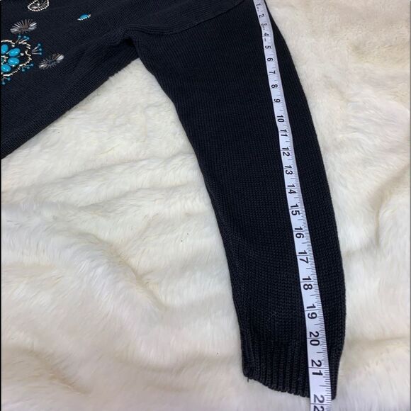 Victoria Jones Vintage Embellished Turquoise Beaded Tunic Sweater - Picture 12 of 12